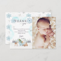 Winter Woodland Baby Its Cold Outside Shower Photo Thank You Card
