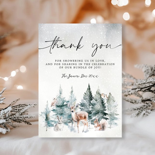 Winter Woodland Baby It's Cold Outside Thank You Enclosure Card (Creator Uploaded)