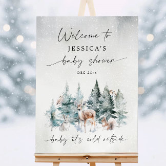 Winter Woodland Baby It's Cold Outside Welcome Foam Board