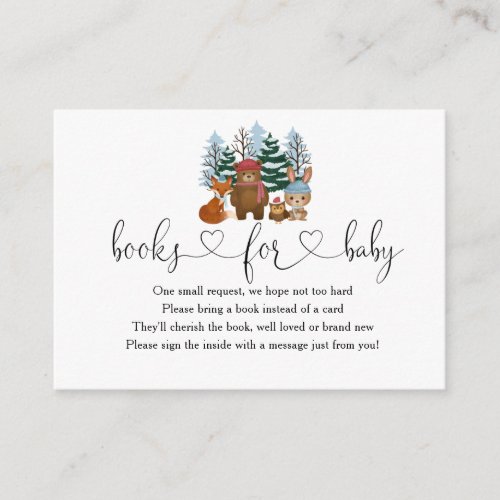 Winter Woodland Baby Shower Books For Baby  Enclosure Card