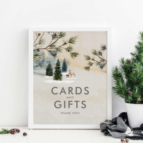 Winter Woodland Baby Shower Cards and Gifts Poster