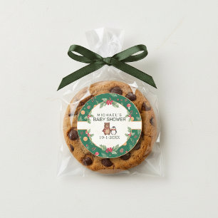 Winter Woodland Baby Shower Classic Round Sticker