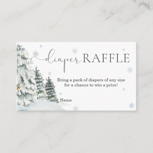 Winter Woodland Baby Shower Diaper Raffle Enclosure Card