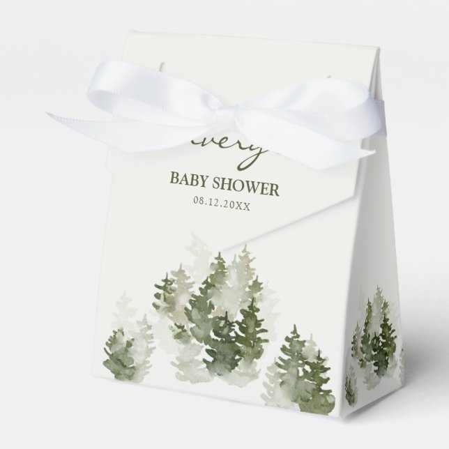Winter Woodland Baby Shower Favor Box (Front Side)