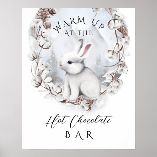 Winter Woodland Baby Shower hot chocolate bar Poster