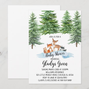 Winter Woodland Baby Shower Invitation 