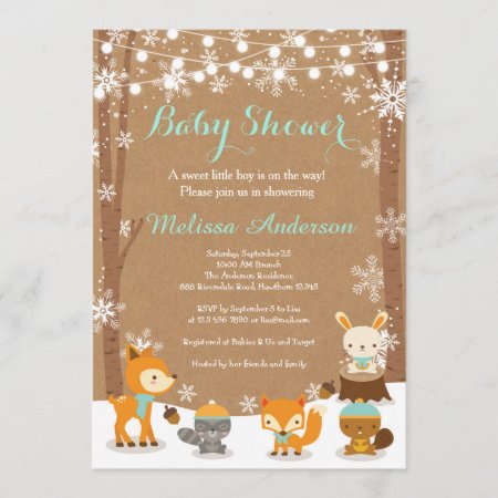 Winter Woodland Baby Shower Invitation