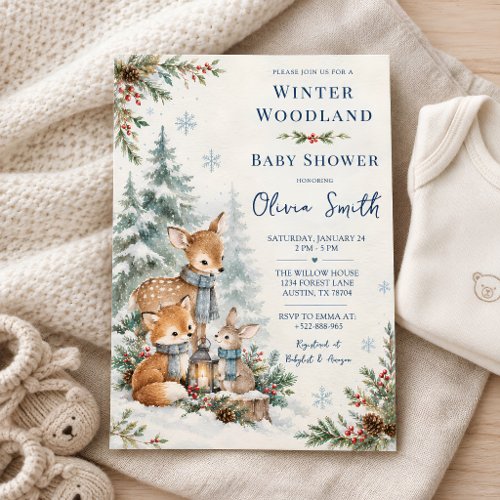 Winter Woodland Baby Shower Invitation