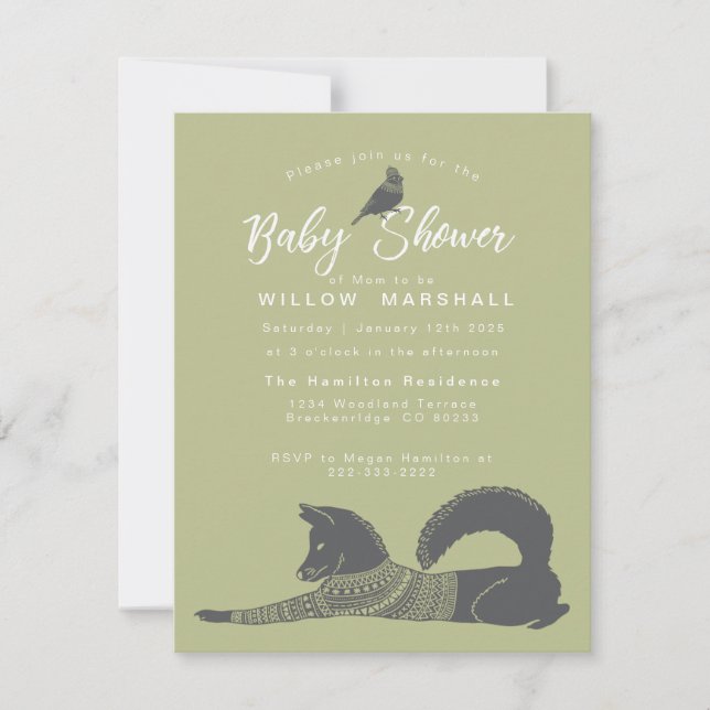 Winter Woodland Baby Shower Invite (Front)