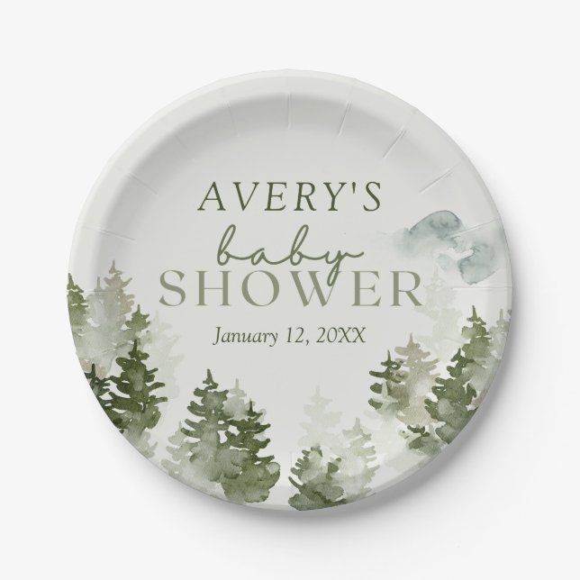 Winter Woodland Baby Shower  Paper Plates (Front)