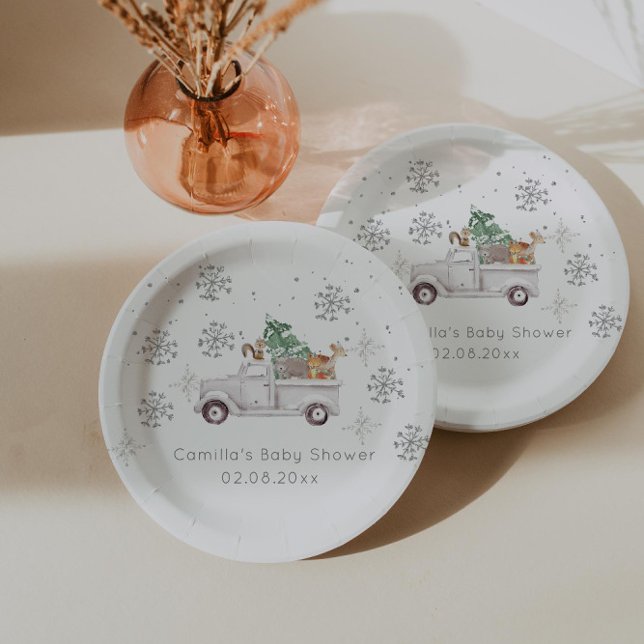Winter Woodland Baby Shower Paper Plates (Creator Uploaded)