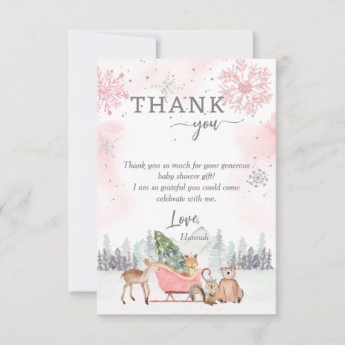 Winter Woodland Baby Shower Photo Thank You Card