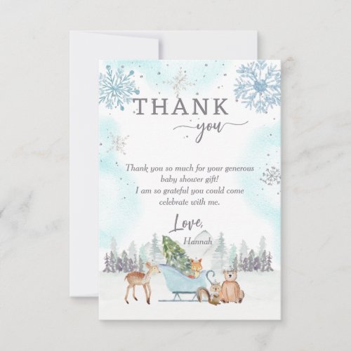 Winter Woodland Baby Shower Photo Thank You Card