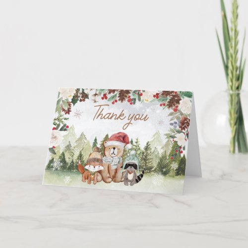 Winter Woodland Baby Shower  Thank You Card