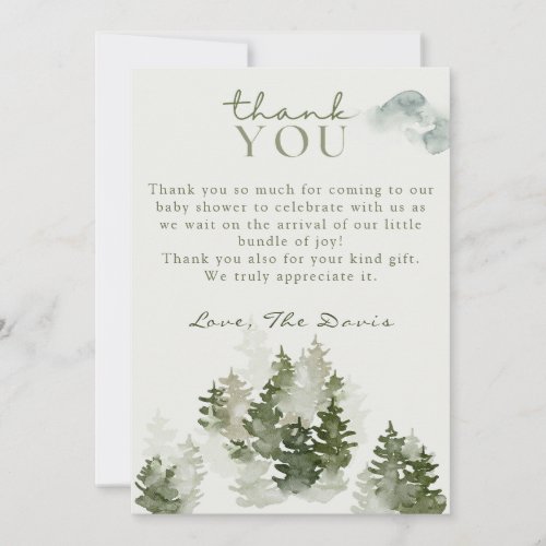 Winter Woodland Baby Shower Thank You Card