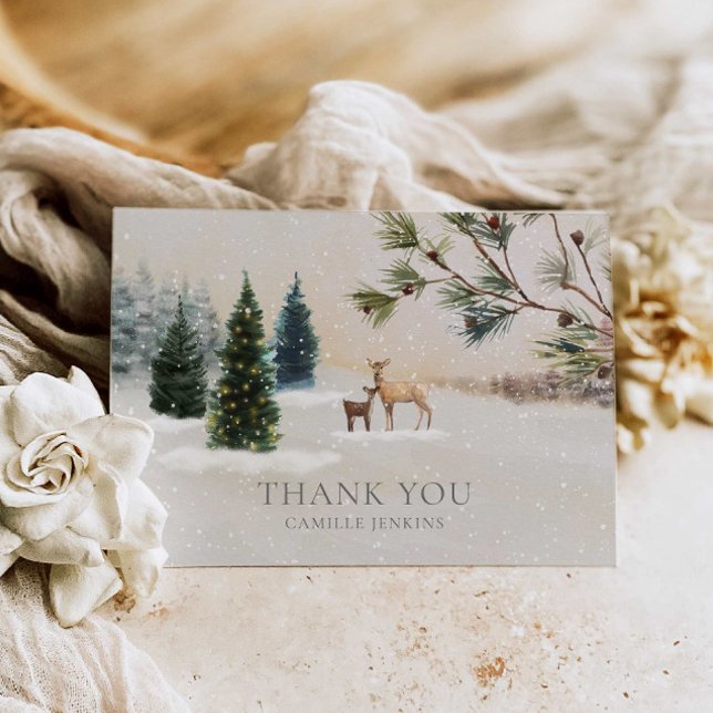 Winter Woodland Baby Shower Thank you Card (Winter Forest Baby Shower Thank you card)