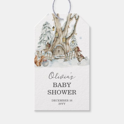 Winter Woodland Baby Shower Thank You Gift Tags