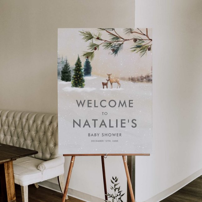 Winter Woodland Baby Shower Welcome Foam Core Sign (Winter Woodland Baby Shower Welcome Sign)