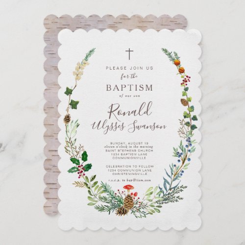 Winter Woodland Baptism invitation