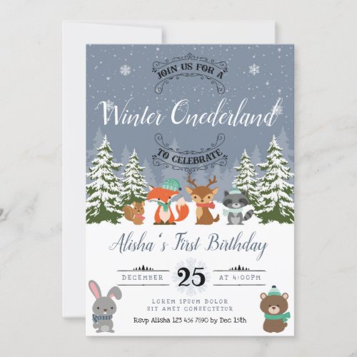 Winter Woodland Birthday Invitation