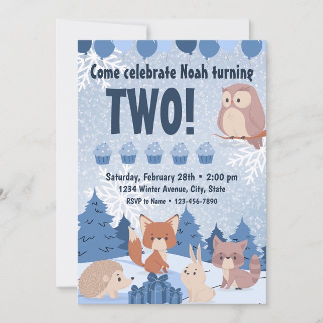 Winter Woodland Birthday Invitation (Front)