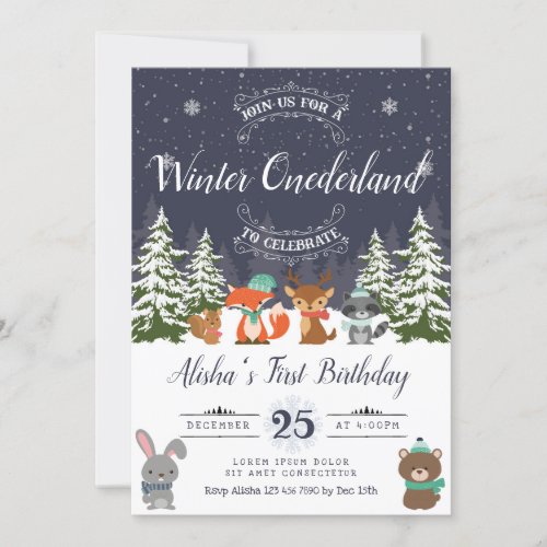 Winter Woodland Birthday Invitation