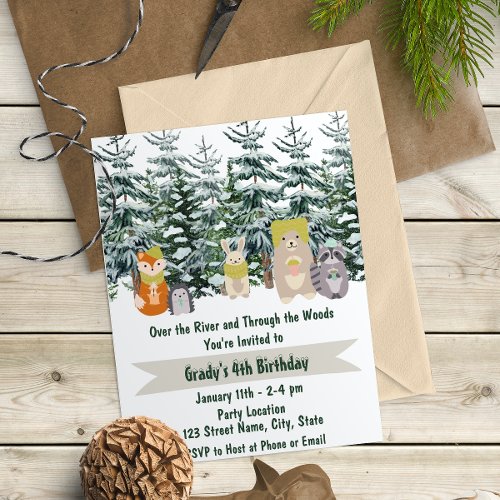 Winter Woodland Birthday Invitation