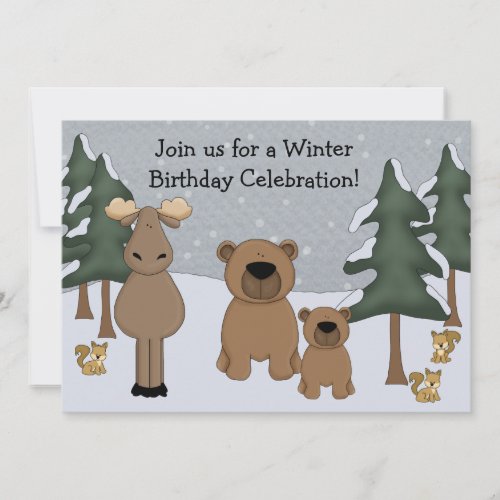 Winter Woodland Birthday Invitation