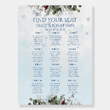 Winter Woodland Blue Floral Wedding Seating Chart