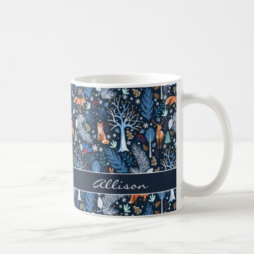 Winter Woodland BlueGold ID785 Coffee Mug