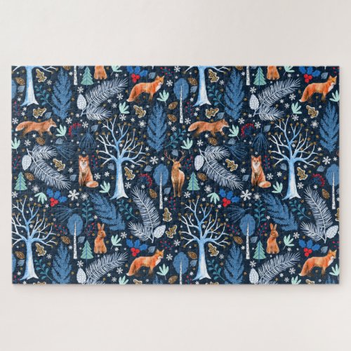 Winter Woodland BlueGold ID785 Jigsaw Puzzle