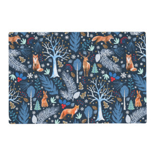 Winter Woodland Blue/Gold ID785 Placemat