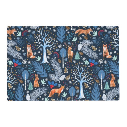 Winter Woodland BlueGold ID785 Placemat
