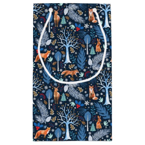 Winter Woodland BlueGold ID785 Small Gift Bag