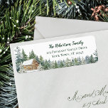 Winter Woodland Cabin Christmas Return Address Label<br><div class="desc">This cozy winter Christmas return address label features a watercolor rustic woodland scene with a cabin nestled in the snow-covered woods. Please check out the collection for a variety of matching products.</div>