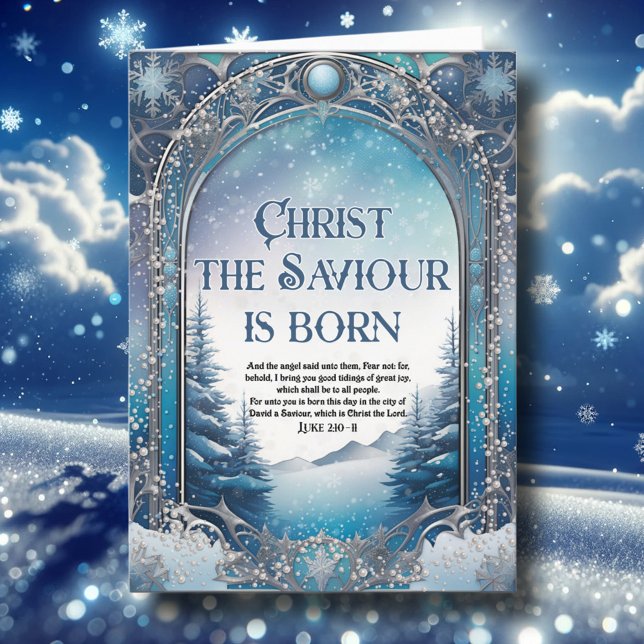 Winter Woodland Christian Bible Verse Christmas  Holiday Card (Creator Uploaded)