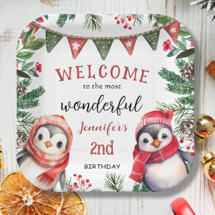 Winter Woodland Christmas 2nd Birthday Paper Plates