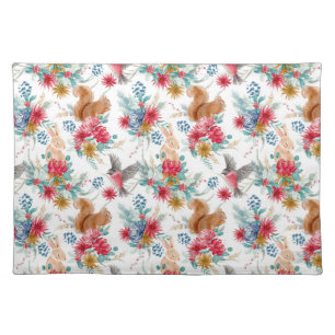 Winter Woodland Christmas Animals  Cloth Placemat