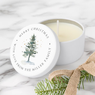 Winter Woodland Christmas Tree Personalized Mini Candle Favors