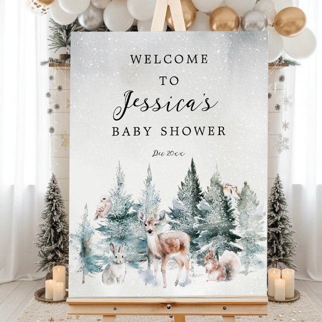 Winter Woodland Cold Outside Baby Shower Welcome Foam Board (Creator Uploaded)