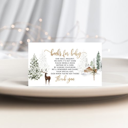Winter woodland deer books for baby ticket enclosure card