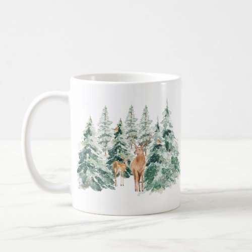Winter Woodland Deer Christmas Coffee Mug