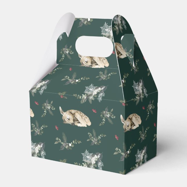 Winter Woodland Deer Christmas Favor Boxes (Front Side)
