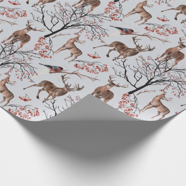 Winter Woodland Deer Holiday Christmas Wrapping Paper (Corner)
