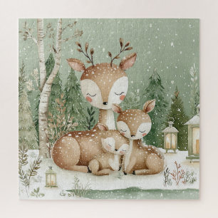 Winter Woodland Deer Jigsaw Puzzle
