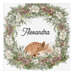 Winter Woodland Deer Monogram name Acrylic Print