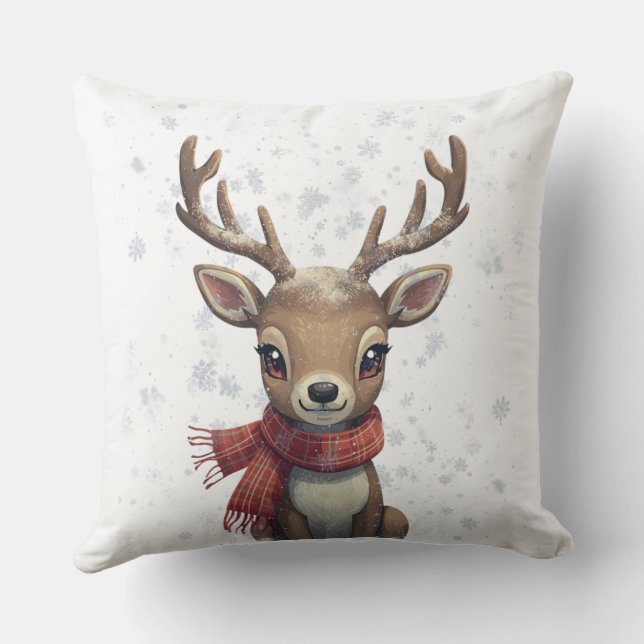 Winter Woodland Deer Pillow (Back)
