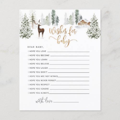 Winter woodland deer wishes for baby