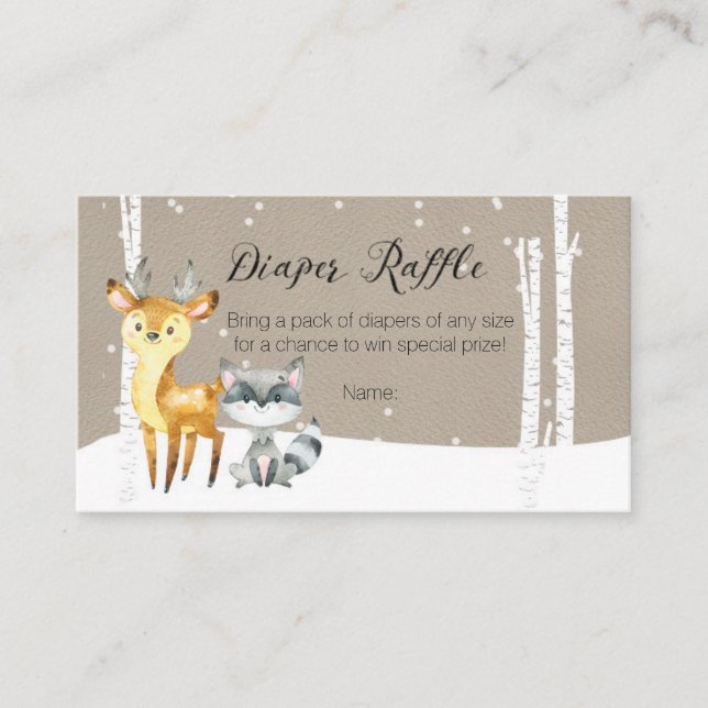 Winter Woodland - Diaper Raffle Card (Front)