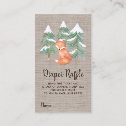 Winter Woodland Diaper Raffle Invitation Insert